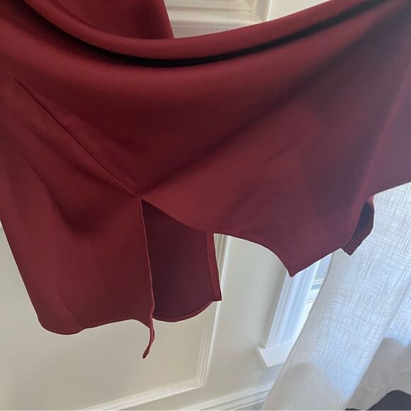 Women’s Sam Edelman Midi Satin Slip Dress in Deep Burgandy Spaghetti Strap 4 NWT - Picture 5 of 5